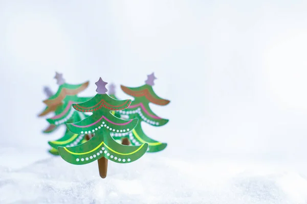 Χριστουγεννιάτικα Δέντρα Στο Χιόνι Χειμερινή Ευχετήρια Κάρτα — Φωτογραφία Αρχείου