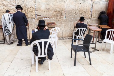 JERUSALEM, ISRAEL - CIRCA MAYIS 2018: Kudüs 'teki Batı Duvarı manzarası, İsrail yaklaşık Mayıs 2018' de Kudüs 'te.