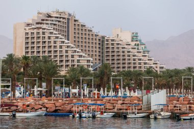 EILAT, ISRAEL - CIRCA MAYIS 2018: Eilat 'ın İsrail' deki güzel manzarası yaklaşık Mayıs 2018 'de Eilat' ta.