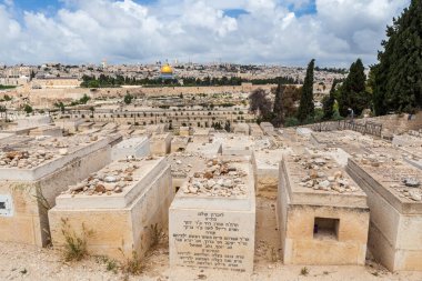 JERUSALEM, ISRAEL - CIRCA MAYIS 2018: Kudüs şehrinin muhteşem manzarası Mayıs 2018 'de Kudüs' te.