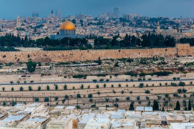 JERUSALEM, ISRAEL - CIRCA MAYIS 2018: Kudüs şehrinin muhteşem manzarası Mayıs 2018 'de Kudüs' te.