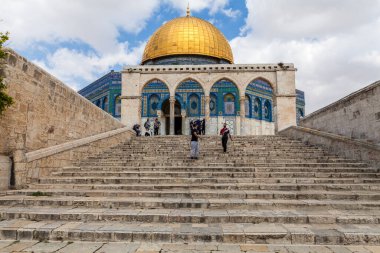 JERUSALEM, ISRAEL - CIRCA MAYIS 2018: Kudüs 'teki Kaya Kubbe manzarası, İsrail yaklaşık Mayıs 2018.