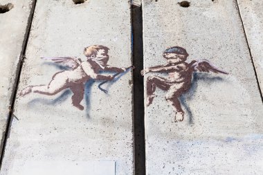 BETHLEHEM, ISRAEL - CIRCA MAYIS 2018: İsrail Batı Şeria bariyeri veya duvarı Mayıs 2018 'de Beytüllahim' de.