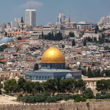 JERUSALEM, ISRAEL - CIRCA MAYIS 2018: Kudüs şehrinin muhteşem manzarası Mayıs 2018 'de Kudüs' te.
