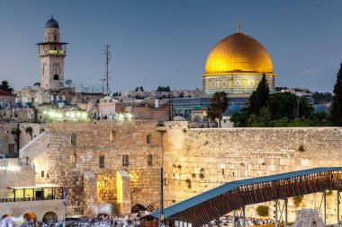 JERUSALEM, ISRAEL - CIRCA MAYIS 2018: Kudüs 'teki Batı Duvarı manzarası, İsrail yaklaşık Mayıs 2018' de Kudüs 'te.
