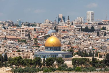 JERUSALEM, ISRAEL - CIRCA MAYIS 2018: Kudüs şehrinin muhteşem manzarası Mayıs 2018 'de Kudüs' te.