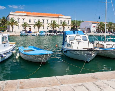 Hırvatistan 'ın Hvar adasında yer alan küçük bir kasaba olan Stari Grad, Ağustos 2016' da Stari Grad 'da görülüyor..