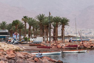 EILAT, ISRAEL - CIRCA MAYIS 2018: Eilat 'ın İsrail' deki güzel manzarası yaklaşık Mayıs 2018 'de Eilat' ta.