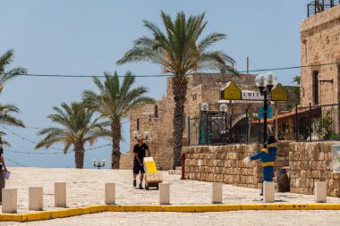 TEL AVIV, ISRAEL - CIRCA MAYIS 2018: İsrail 'deki Tel Aviv Eski Jaffa' nın güzel manzarası Mayıs 2018 civarında Tel Aviv 'de.