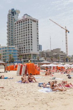 TEL AVIV, ISRAEL - CIRCA MAYIS 2018: İsrail 'deki Tel Aviv' in güzel manzarası Mayıs 2018 civarında Tel Aviv 'de.