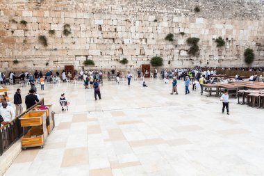 JERUSALEM, ISRAEL - CIRCA MAYIS 2018: Kudüs 'teki Batı Duvarı manzarası, İsrail yaklaşık Mayıs 2018' de Kudüs 'te.