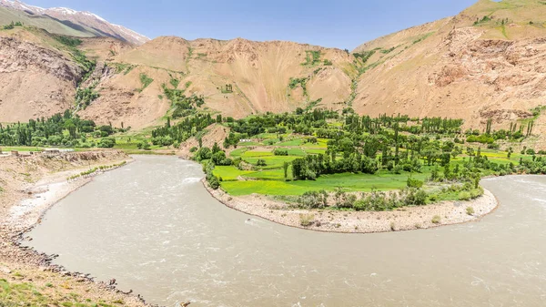 Prachtig Uitzicht Pamir Afghanistan Panj Rivier Langs Wachan Corridor — Stockfoto