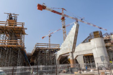 TEL AVIV, ISRAEL - CIRCA MAYIS 2018: Tel Aviv Jaffa 'daki yeni Bloomfield Stadyumunun görüntüsü Mayıs 2018 civarında Tel Aviv' de.