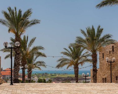 TEL AVIV, ISRAEL - CIRCA MAYIS 2018: İsrail 'deki Tel Aviv Eski Jaffa' nın güzel manzarası Mayıs 2018 civarında Tel Aviv 'de.