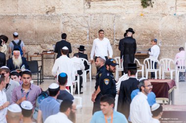 JERUSALEM, ISRAEL - CIRCA MAYIS 2018: Kudüs 'teki Batı Duvarı manzarası, İsrail yaklaşık Mayıs 2018' de Kudüs 'te.