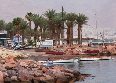 EILAT, ISRAEL - CIRCA MAYIS 2018: Eilat 'ın İsrail' deki güzel manzarası yaklaşık Mayıs 2018 'de Eilat' ta.