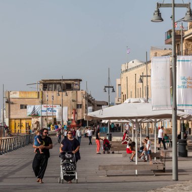 TEL AVIV, ISRAEL - CIRCA MAYIS 2018: İsrail 'deki Tel Aviv Eski Jaffa' nın güzel manzarası Mayıs 2018 civarında Tel Aviv 'de.