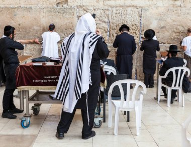JERUSALEM, ISRAEL - CIRCA MAYIS 2018: Kudüs 'teki Batı Duvarı manzarası, İsrail yaklaşık Mayıs 2018' de Kudüs 'te.