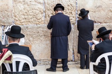 JERUSALEM, ISRAEL - CIRCA MAYIS 2018: Kudüs 'teki Batı Duvarı manzarası, İsrail yaklaşık Mayıs 2018' de Kudüs 'te.