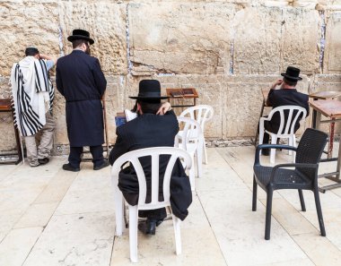 JERUSALEM, ISRAEL - CIRCA MAYIS 2018: Kudüs 'teki Batı Duvarı manzarası, İsrail yaklaşık Mayıs 2018' de Kudüs 'te.