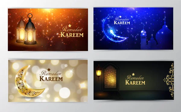 Ramadan Kareem życzeniami banery zestaw — Wektor stockowy