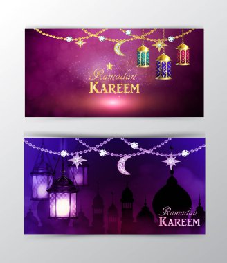 Ramazan Kareem, tebrik arka plan afiş vektör ayarla.