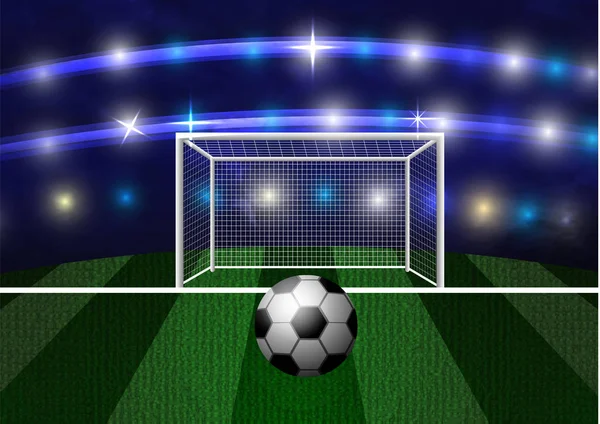Arena de futebol com uma bola de futebol — Vetor de Stock