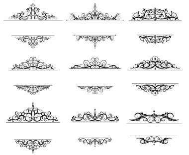 Vintage vektör girdap çerçeve kümesi