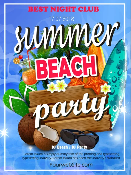 Vektor nyári Beach Party szórólap tervezés — Stock Vector