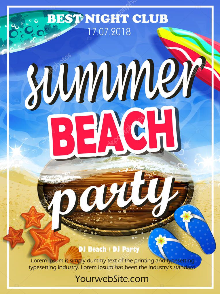 Vector Summer Beach Party Flyer Design