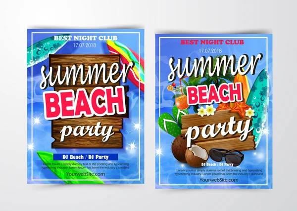 Poster for summer and beach party background — Stock Vector