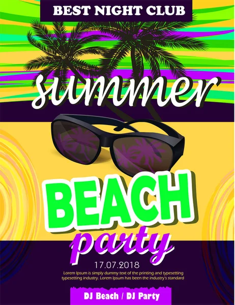 Summer beach party vector poster. — Stock Vector