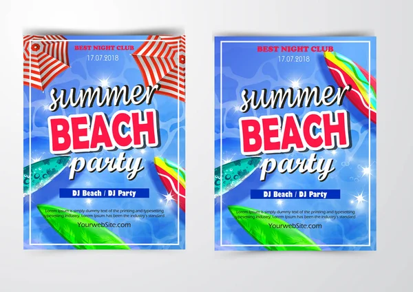 Poster for summer and beach party background — Stock Vector