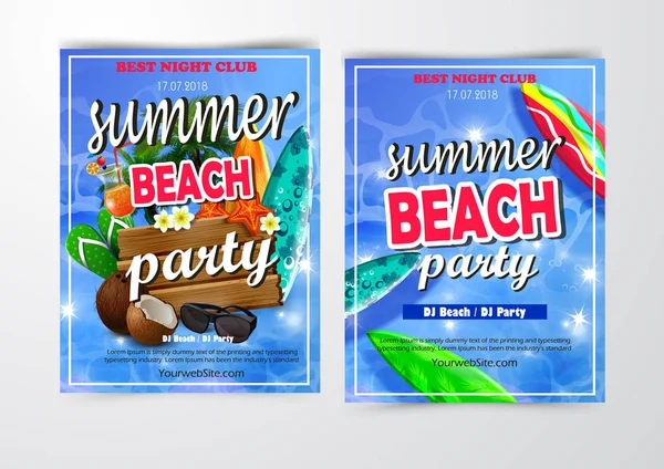 Poster for summer and beach party background — Stock Vector