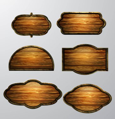 Ahşap işaretler, vektör Icon set