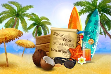 ahşap tahta tropikal arka plan üzerinde