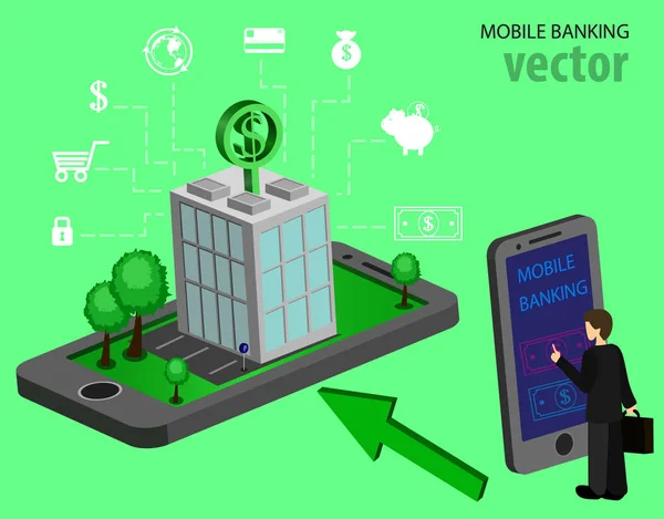Banca móvil, transferencia de dinero — Vector de stock