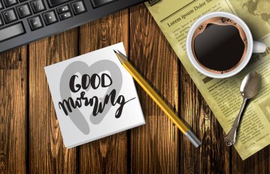 Kahve fincanı ahşap bir masada.