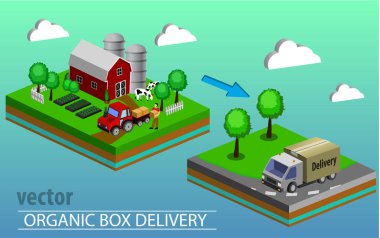 Organik pazar kavramı. Bir mağaza organik sebze ve meyve vektör çizim.