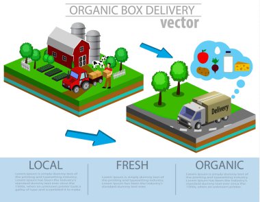 Organik pazar kavramı. Bir mağaza organik sebze ve meyve vektör çizim.
