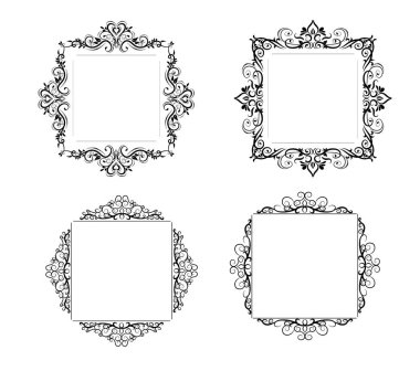 Vintage vektör girdap çerçeve kümesi