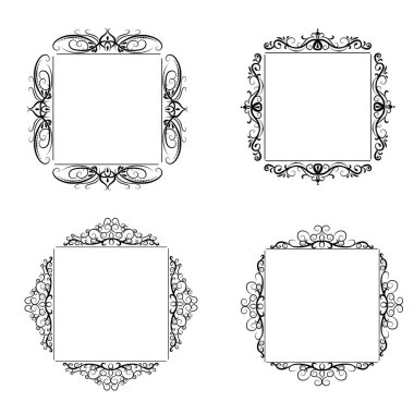 Vintage vektör girdap çerçeve kümesi