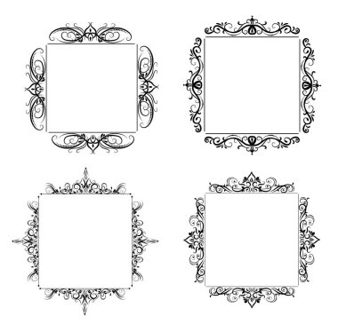 Vintage vektör girdap çerçeve kümesi