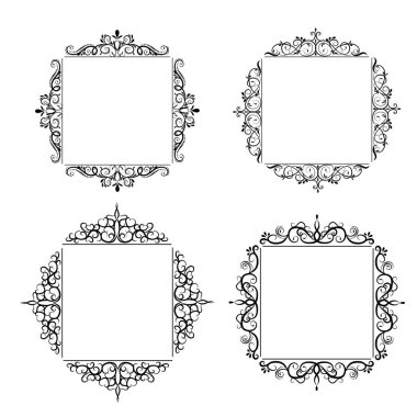Vintage vektör girdap çerçeve kümesi