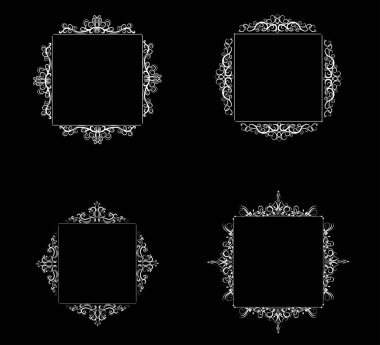 Vintage vektör girdap çerçeve kümesi