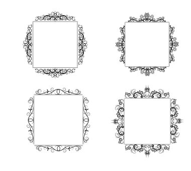 Vintage vektör girdap çerçeve kümesi
