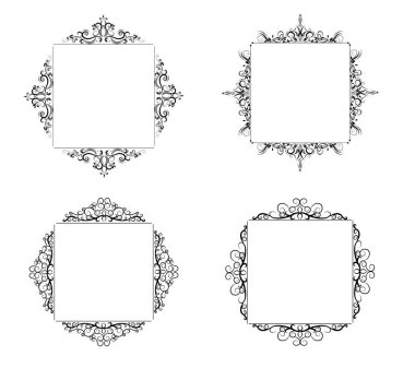 Vintage vektör girdap çerçeve kümesi