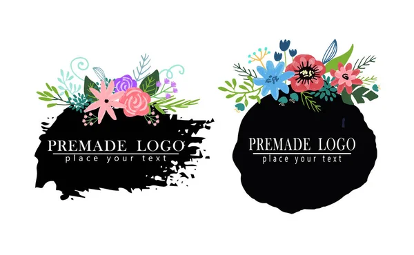 Plantilla de logotipo floral lindo dibujado a mano — Archivo Imágenes Vectoriales