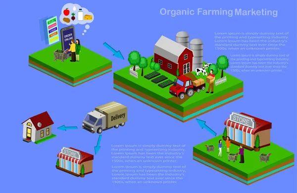 Organik pazar kavramı. Bir mağaza organik sebze ve meyve vektör çizim.