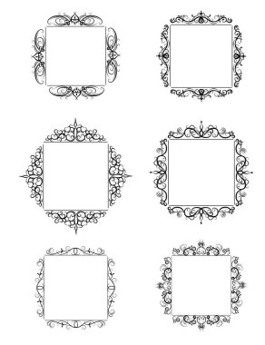 Vintage vektör girdap çerçeve kümesi